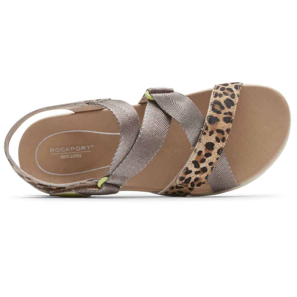 Sandálias Rockport Mulher Prateadas - Eileen X-Strap - 60358FANT